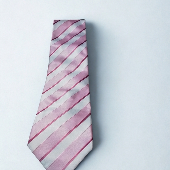 Elegant Karl Knox Pink Striped Men's Tie - Picture 1 of 4